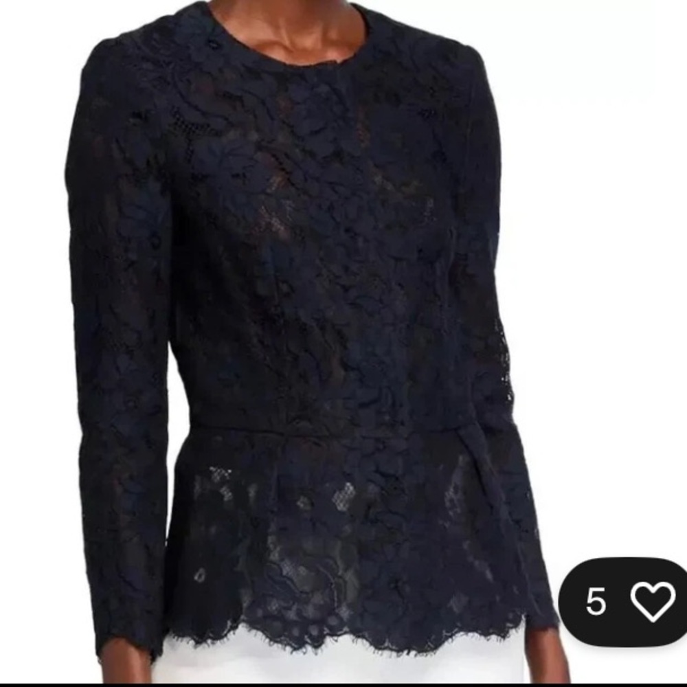 Escada Baria navy blue long sleeve lace top or jacket. New with tags size 34